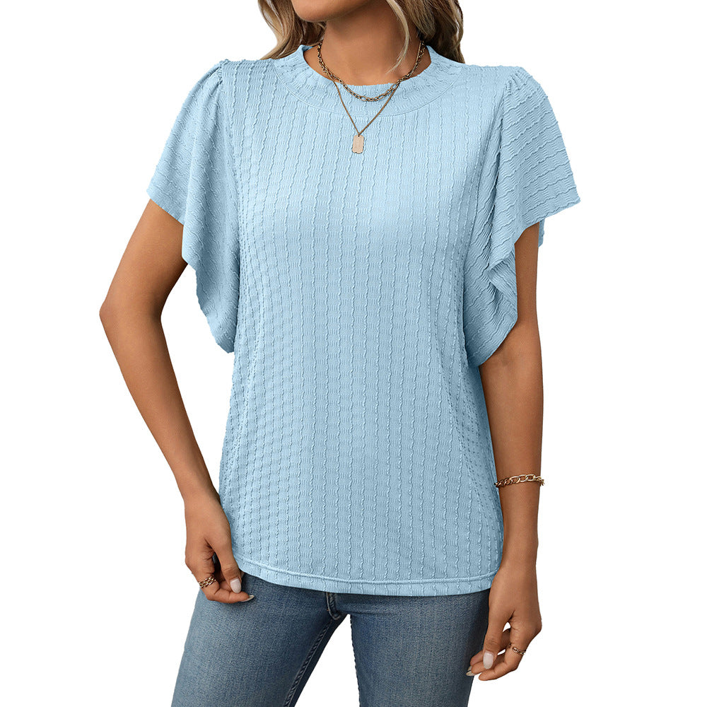 Women's New Solid Color Crew Neck T-shirt Top
