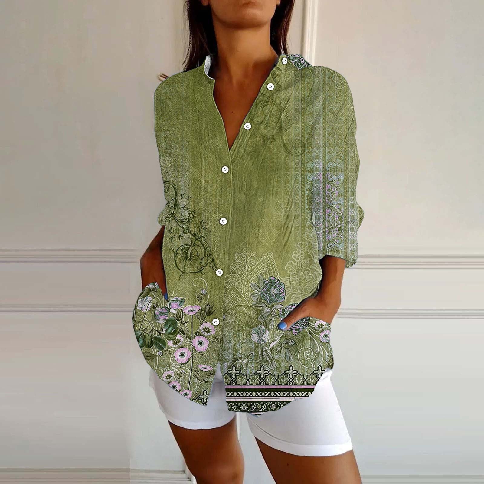 New Women's Spring And Summer Long Sleeves Plaid Printed Shirt