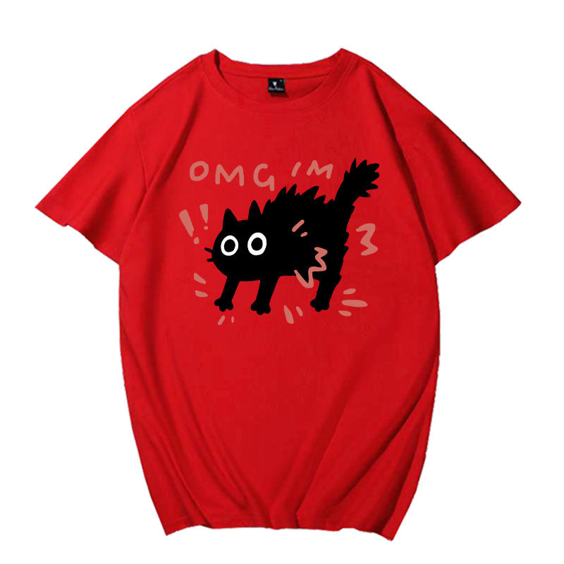 European And American Printed Short-sleeved Top