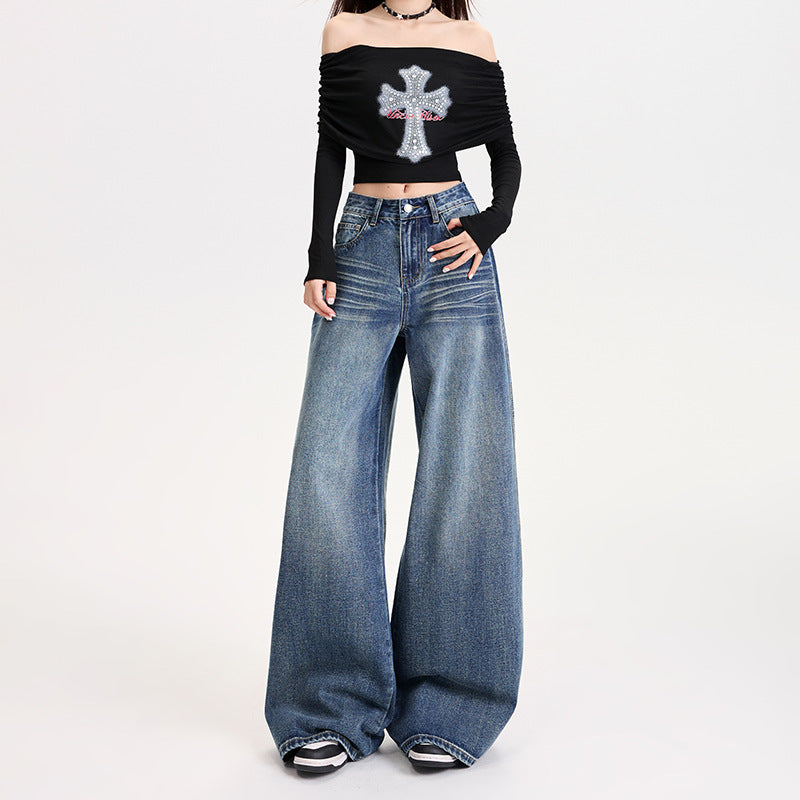 Women's Denim Loose Wide-leg Pants