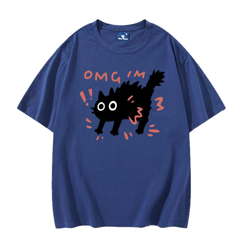 European And American Printed Short-sleeved Top