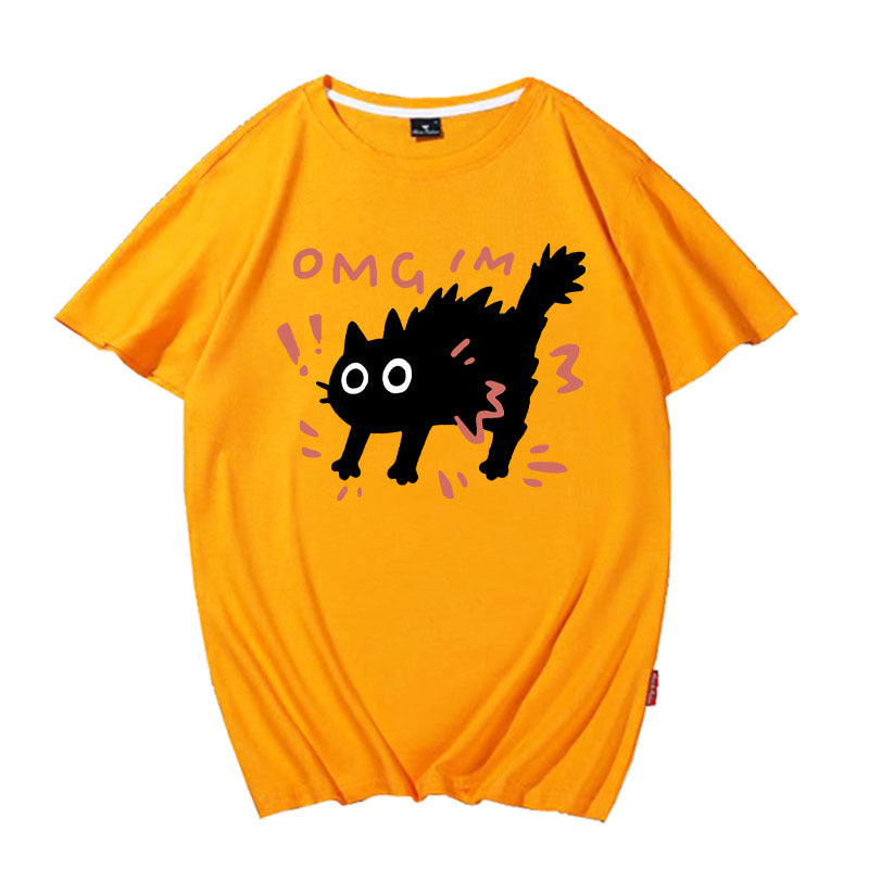European And American Printed Short-sleeved Top