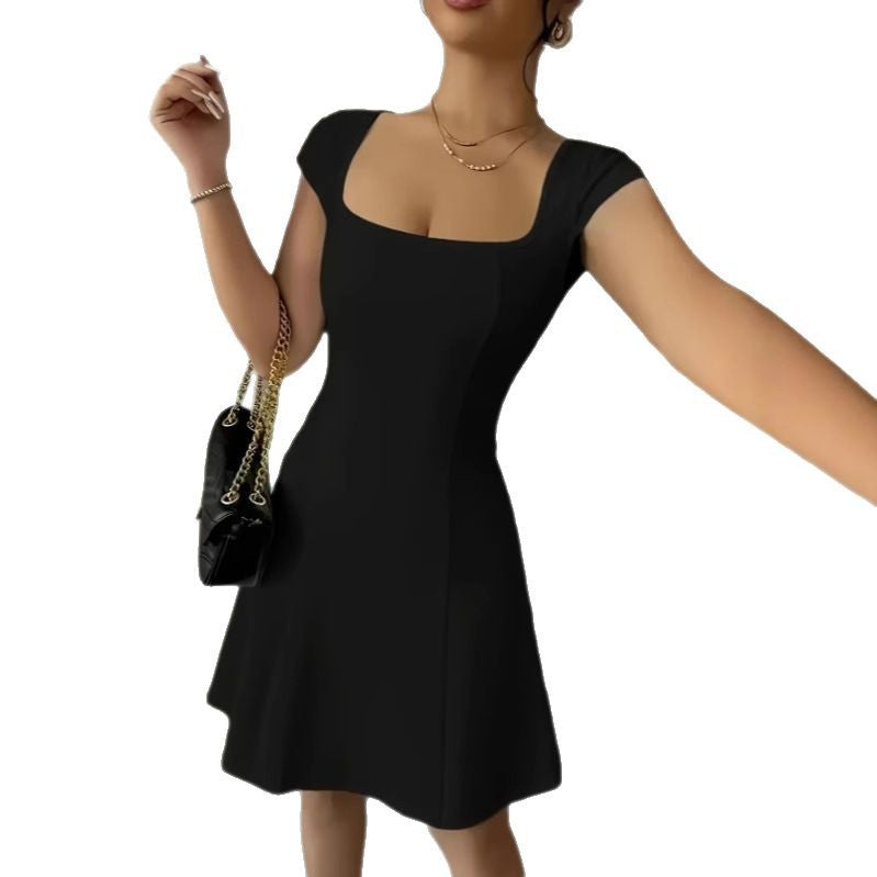 Solid Color Elegant Slim Vest A- Line Dress