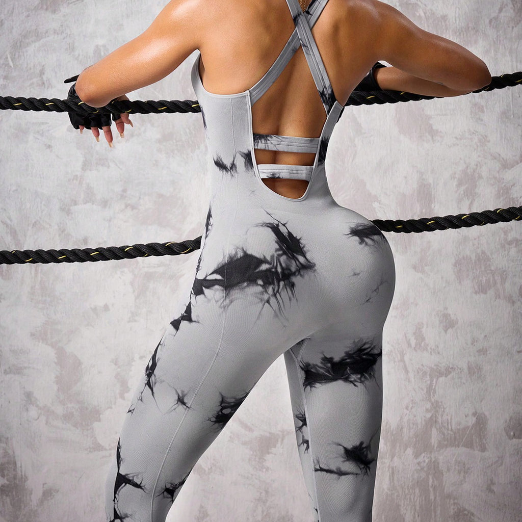 Seamless Tie-dyed Jumpsuit Stretch Skinny Yoga Clothes
