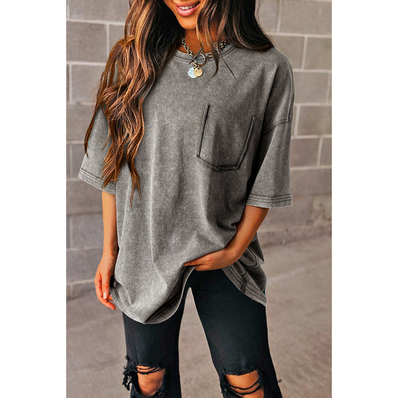 Women's Loose Shoulder Round Neck Pullover