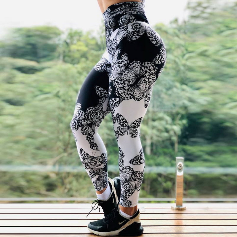 Multi-color Printed Women's Tight High Waist Trousers