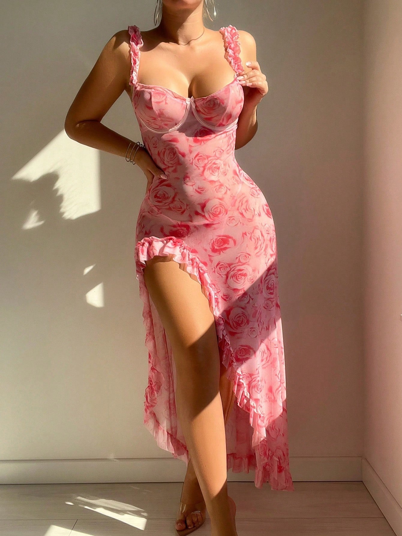 Women's Sling Floral Split Dress