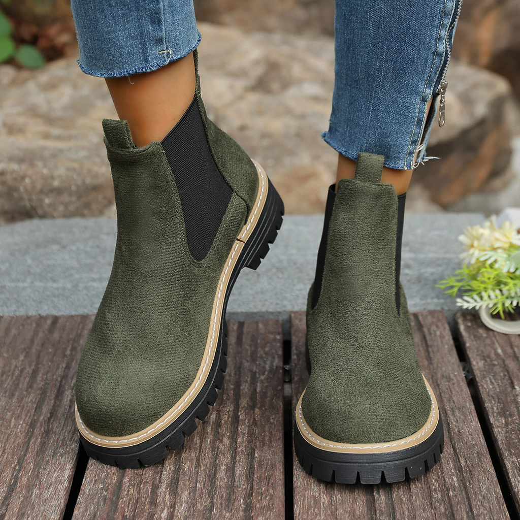 Round Toe Square Heel Boots For Fallwinterslip On Style