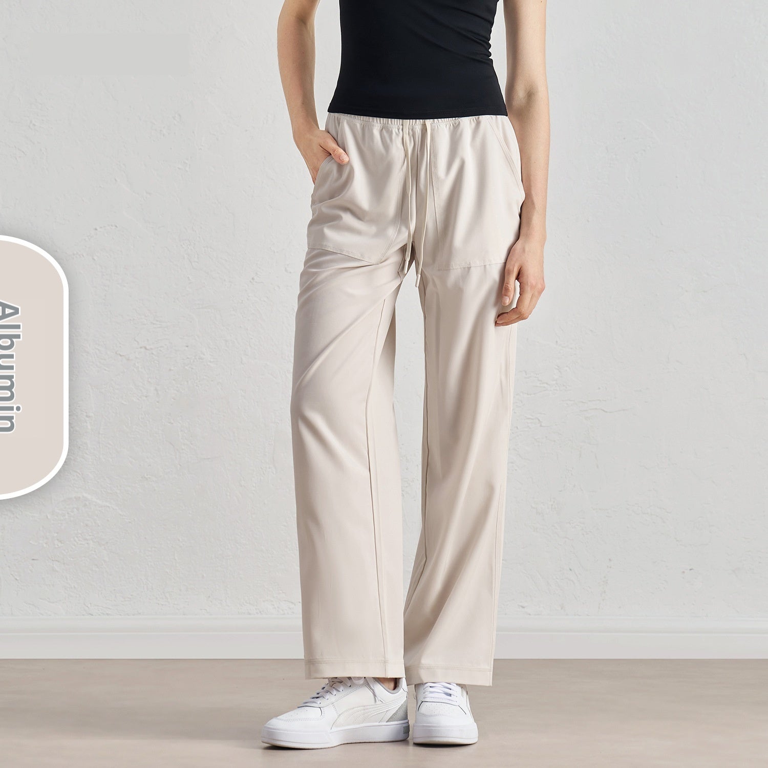 Pleated Baggy Straight Trousers Widened High Waist Wide Leg Drawstring Paratrooper Pants