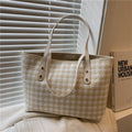 Stylish Plaid Shoulder Tote With Large Capacity