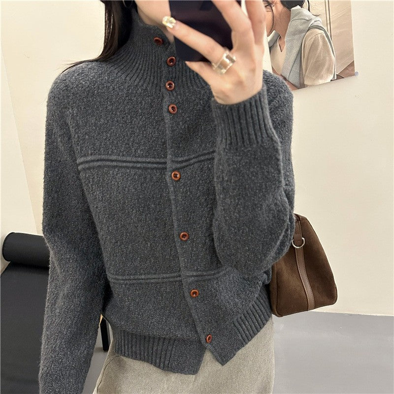 New Autumn Winter Merino Wool Knitted Sweater Coat