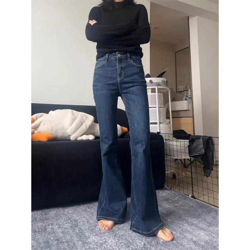 Dark Blue Flared Jeans For Women