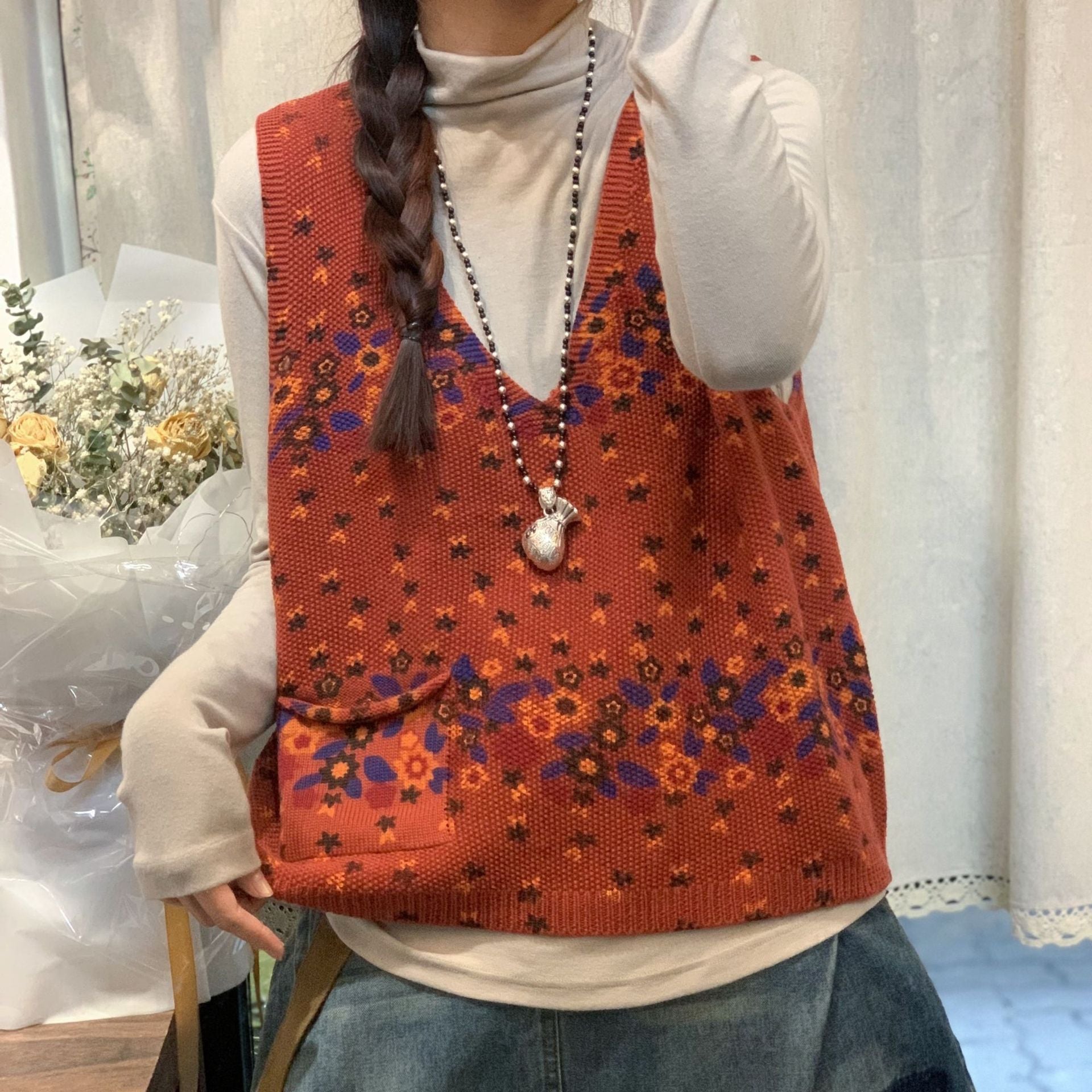 Retro Easy Matching Knitted Sleeveless Vest Fashion Classic Top