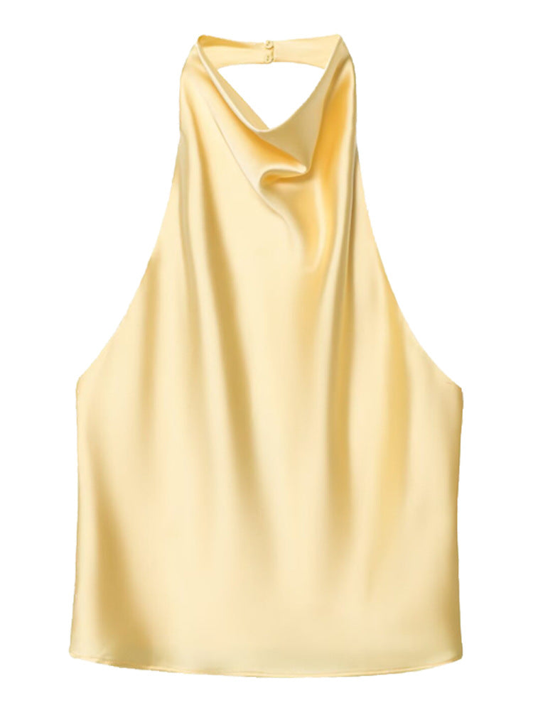 Silk Satin Elegant Halterneck Tank Top
