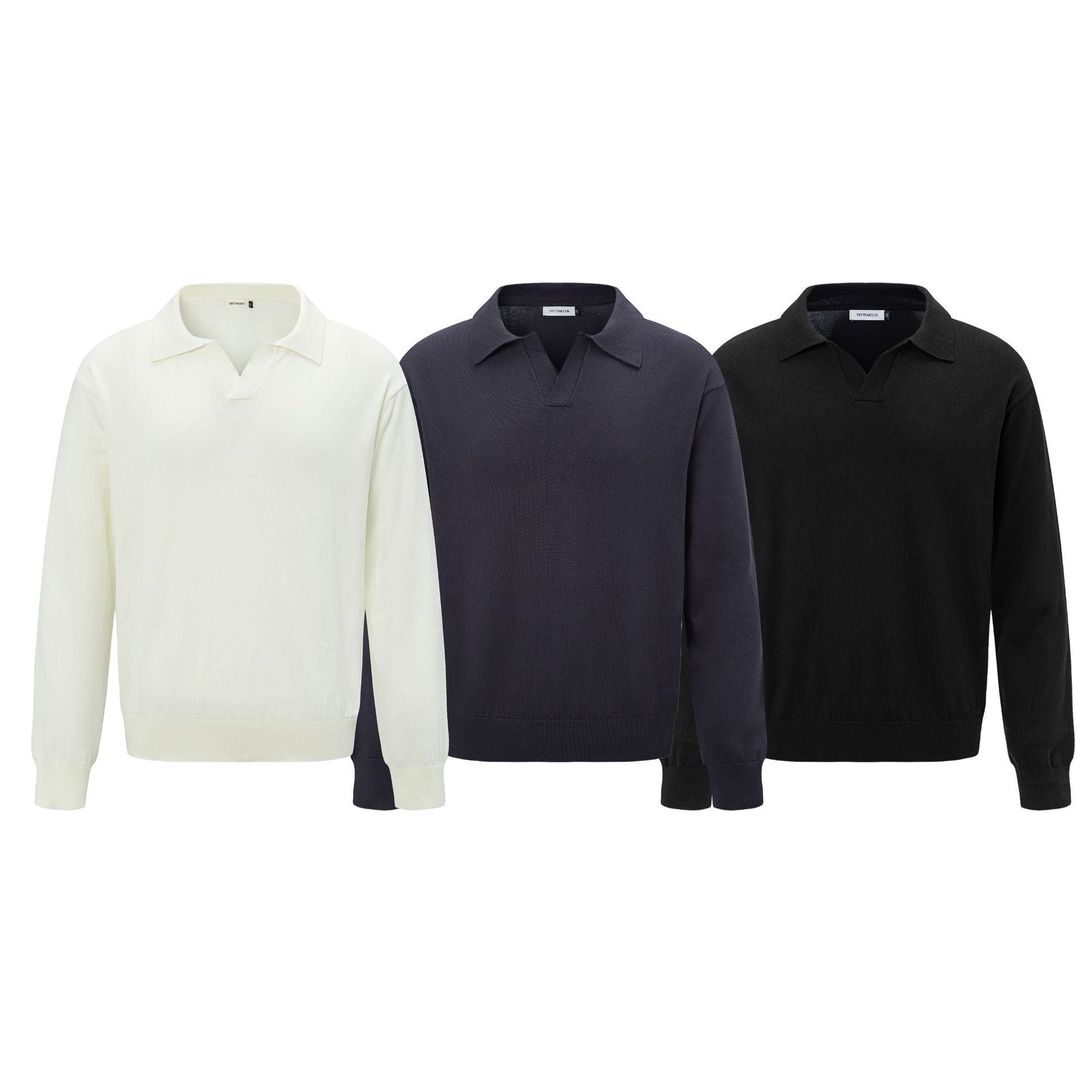 Autumn And Winter Men And Women Wear Boutique Lapel Long Sleeve Half Open Polo Shirt