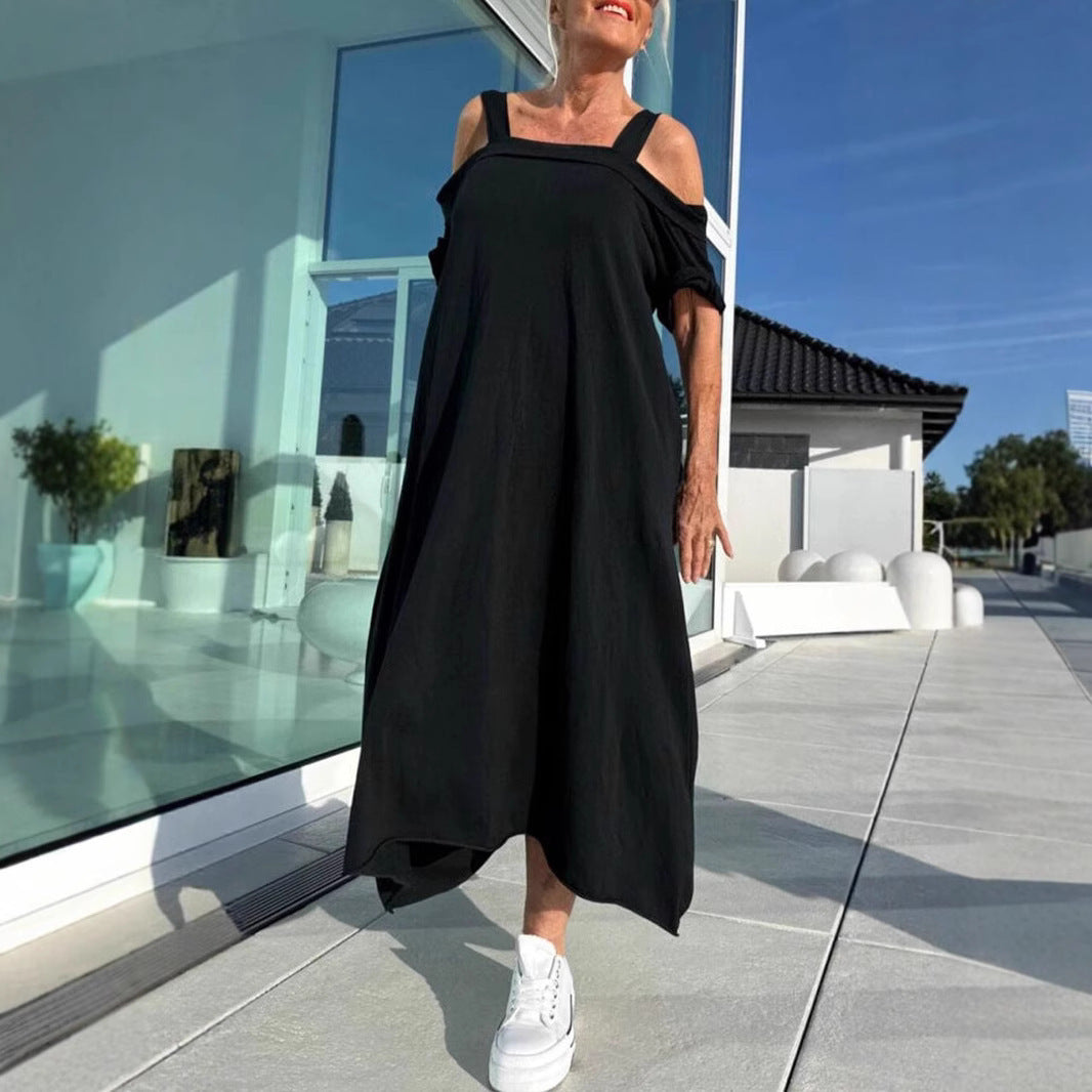 Women's Suspenders Loose Long Dress Cotton