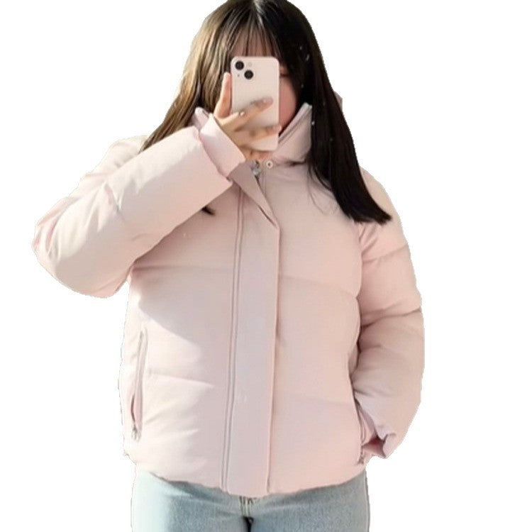 Detachable Hat Short Loose Cotton Coat Women