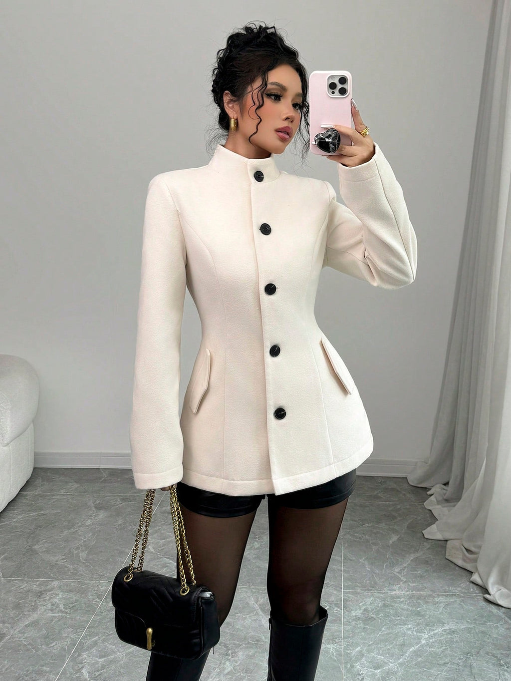 Tailored Wool Coat With Buttons