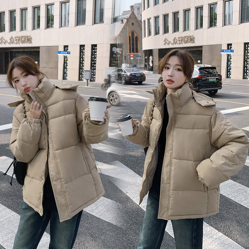Short Hood Women's Thickened Korean Style Loose Small Down Coat