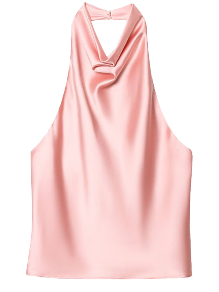 Silk Satin Elegant Halterneck Tank Top