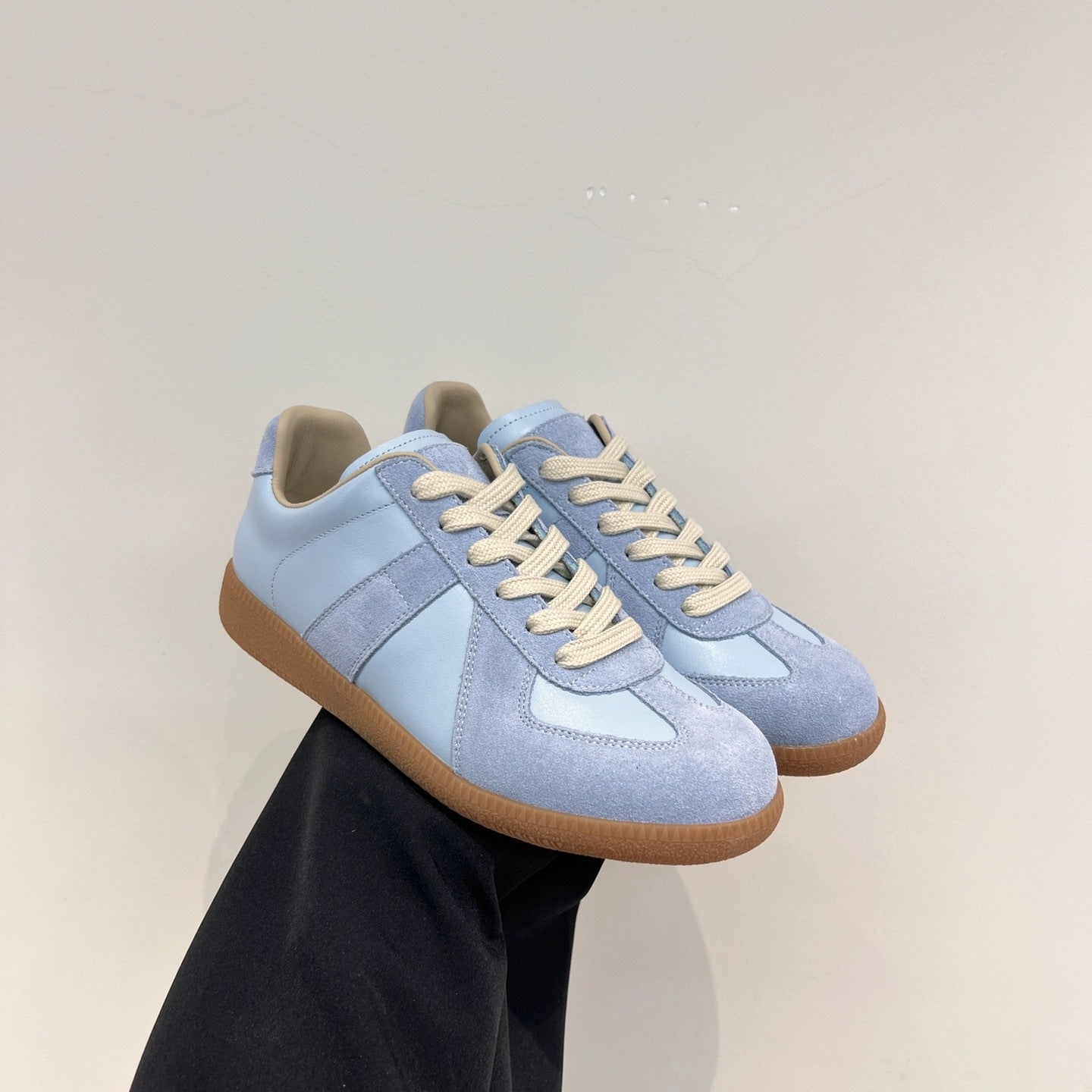 New Versatile Korean-style Retro Patchwork Flat Shoes With A Round Toe And Lace-up Design