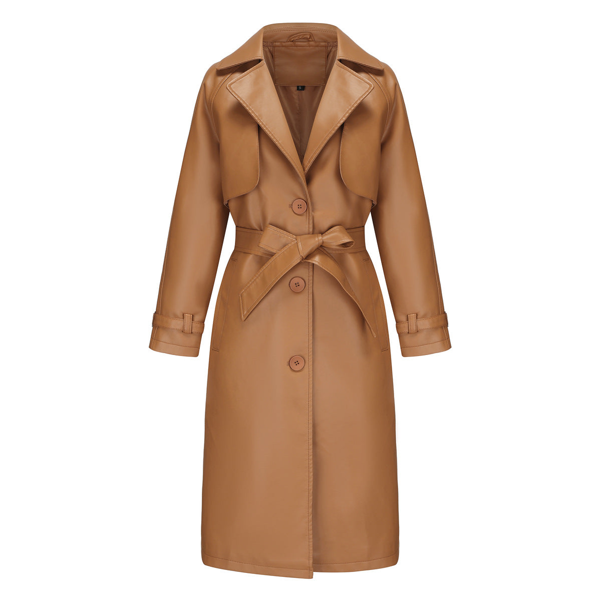 Women's Long, Loose-fit Classic Trench Coat With A Lapel And Belt