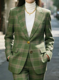 Plaid Lapel Slim-fit Long-sleeved Suit Jacket