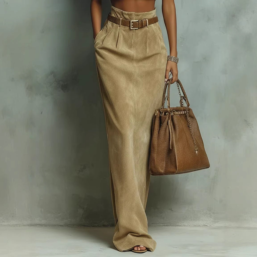 Fashionable Faux Suede Velour Set Vest And Pants