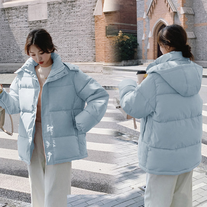Short Hood Women's Thickened Korean Style Loose Small Down Coat