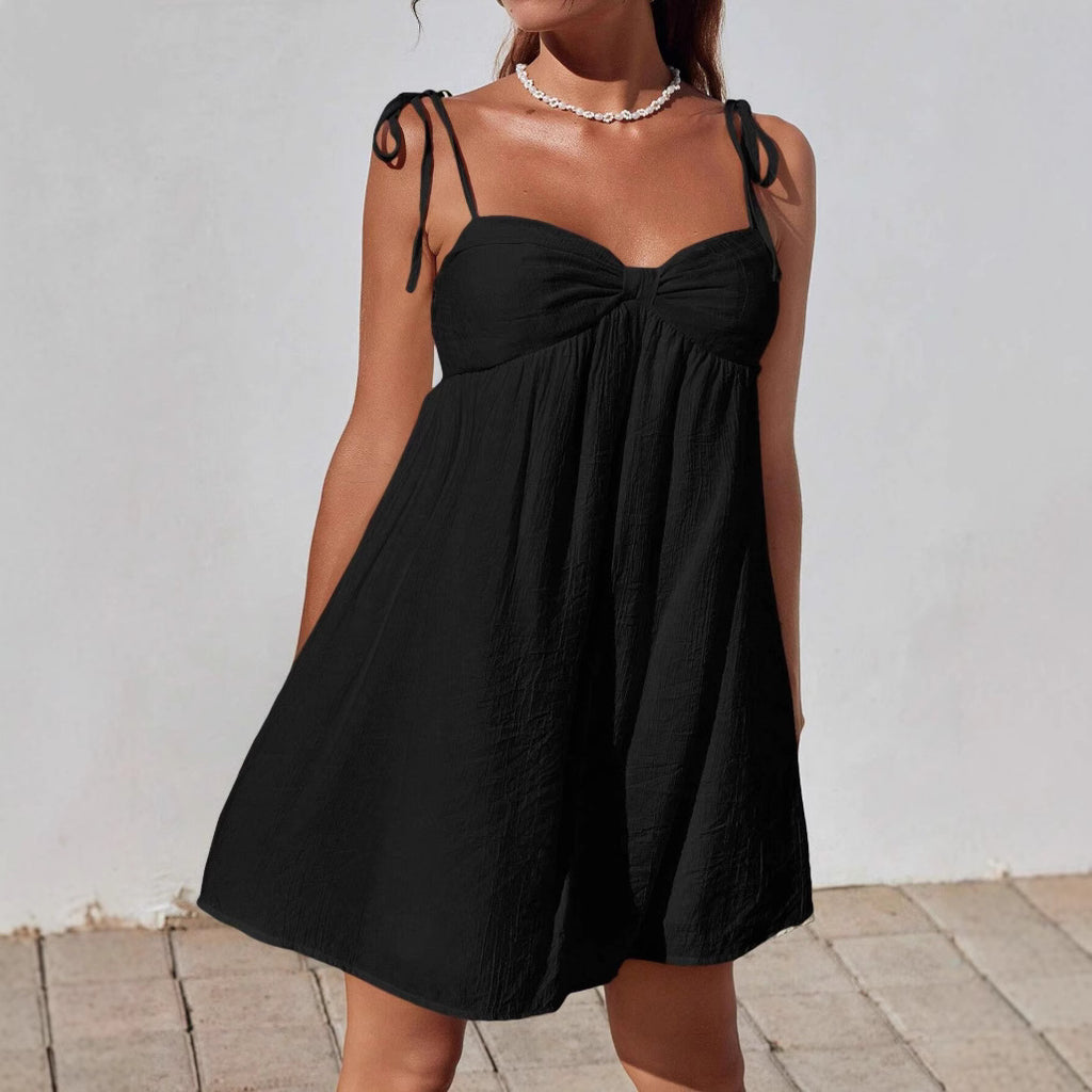 Stylish Comfortable Mini Solid-color Loose-fit Slip Dress