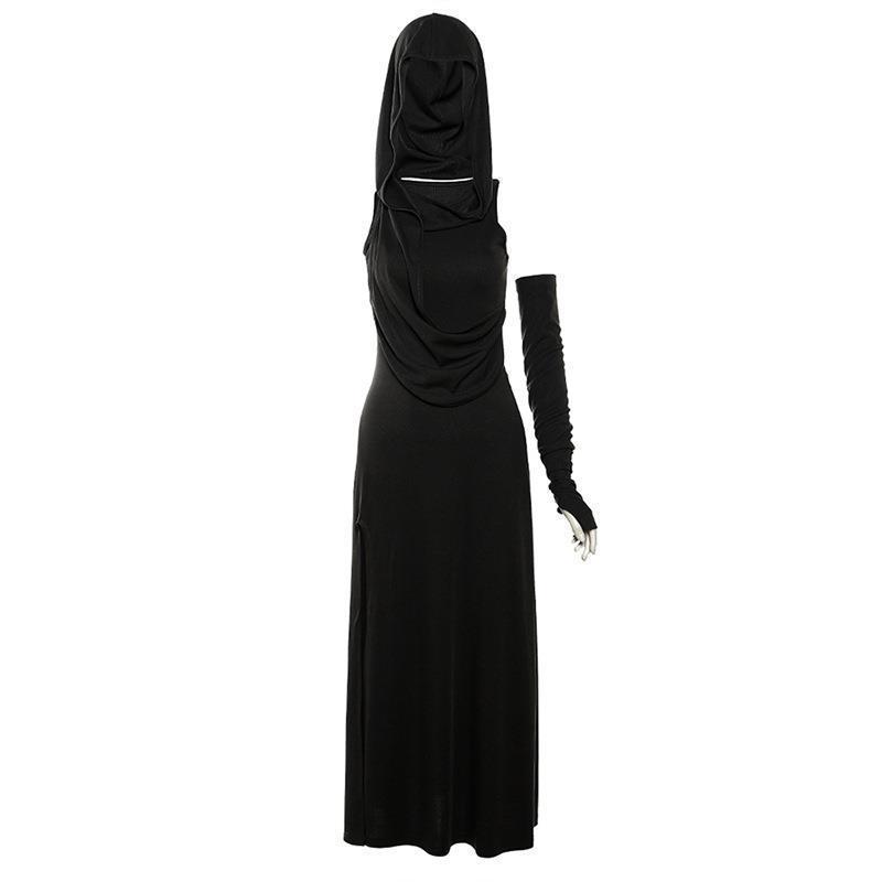 European And American Solid Color Sexy High Waist Hip Hooded Dress Women