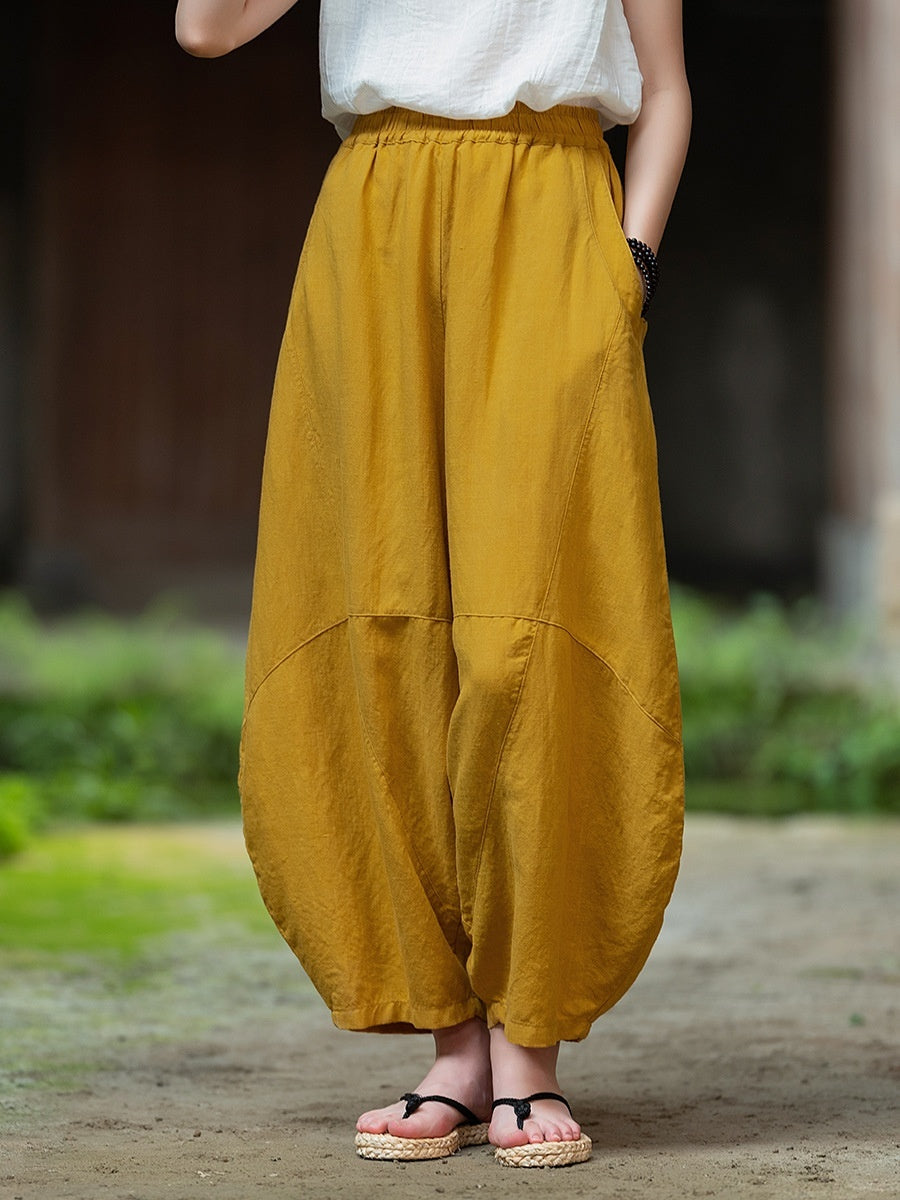 Artistic Retro Cotton And Linen Women's Distressed Loose Casual Pants