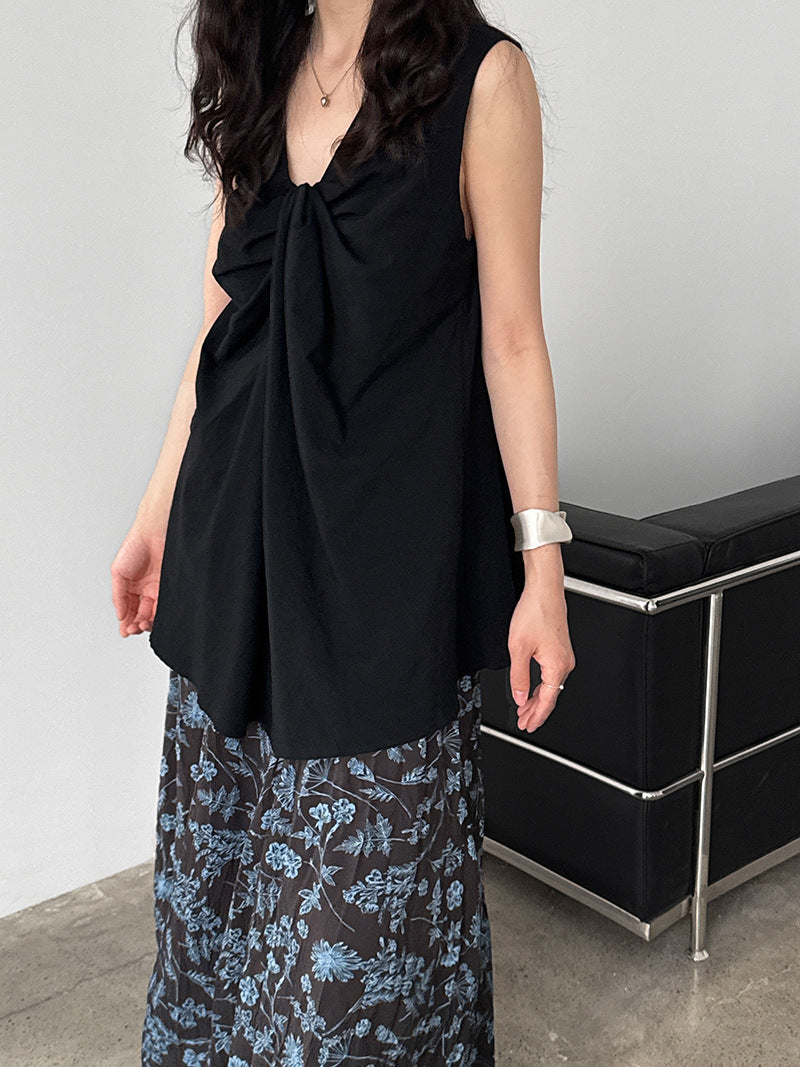 Round Neck Design Three-dimensional Twisted Vest Top