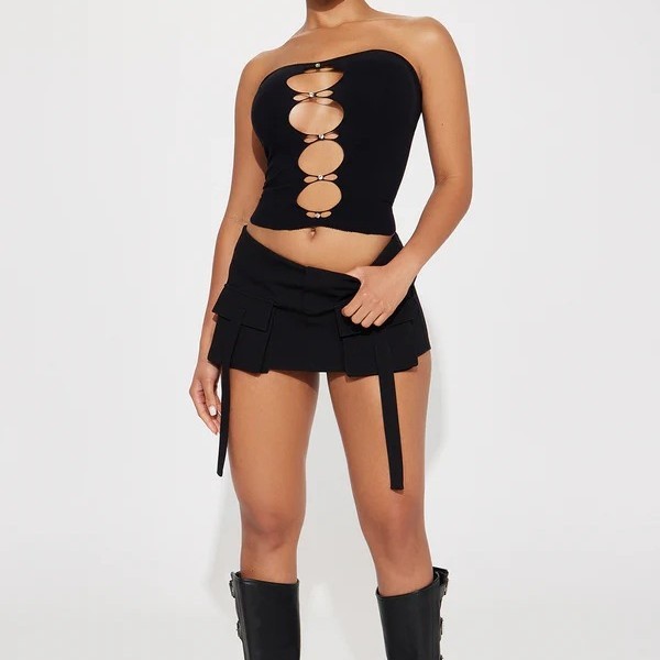 Hot Girl Style Chest Hollow-out Diamond Strapless Sexy Tube Top