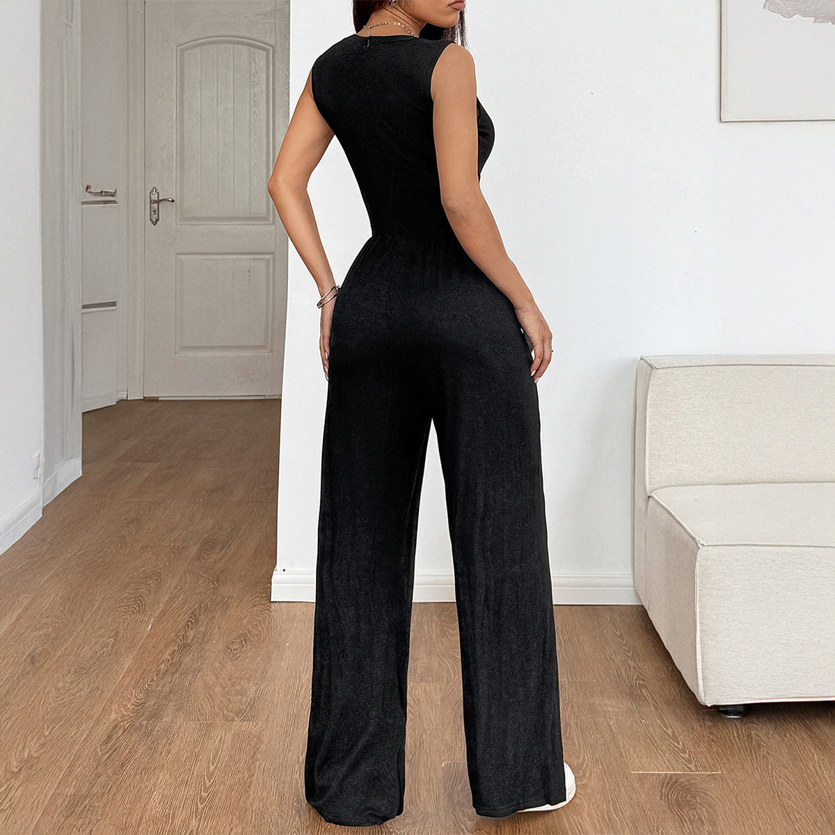 Y2g Hot Girl Style Waist-tied Solid Color Jumpsuit Women's Clothing