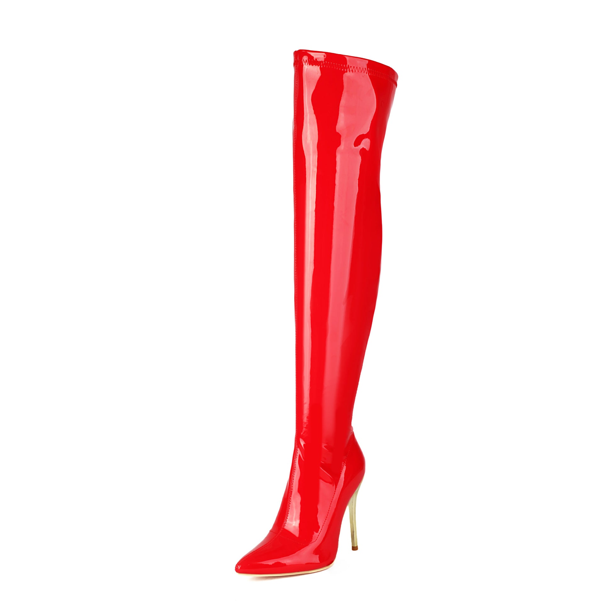 European And American-style Patent Leather Over-the-knee High Heels