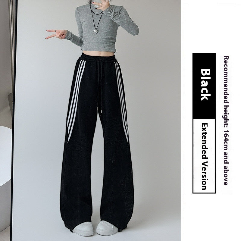High Waist Slimming And Straight Sweatpants Casual Laid-back Style Wide Leg Pants
