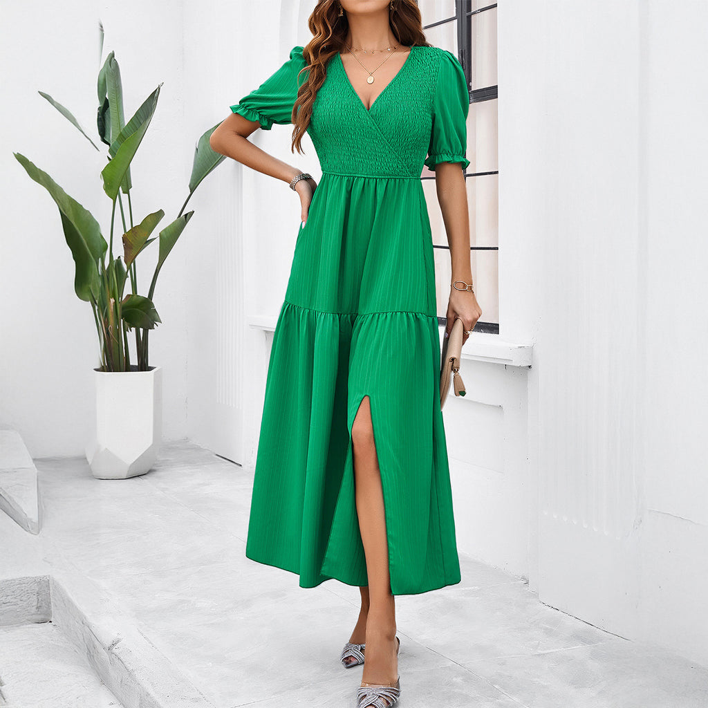 Holiday Casual Style High Waist Beveled Dress Women's Clothing