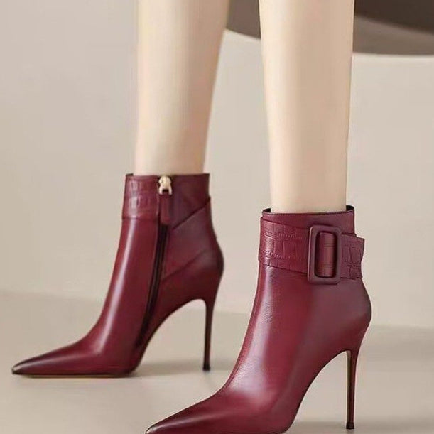 Womens Pointed-toe Stiletto Short Booties