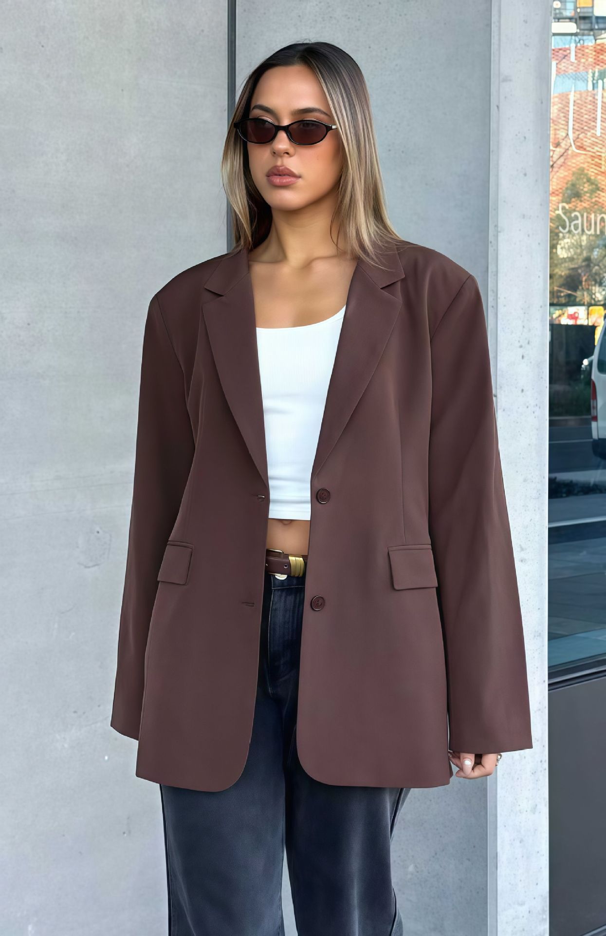 Women's Solid Color Loose Casual Single-breasted Coat