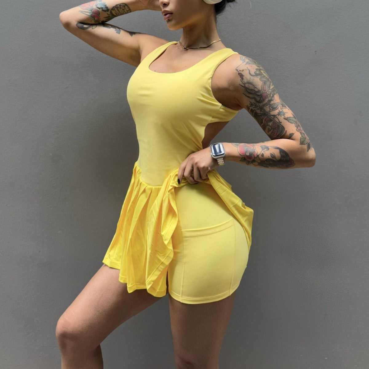 Nude Feel Sports Dress Women's Anti-exposure Base Outdoor Running Fitness Breathable Chest Pad