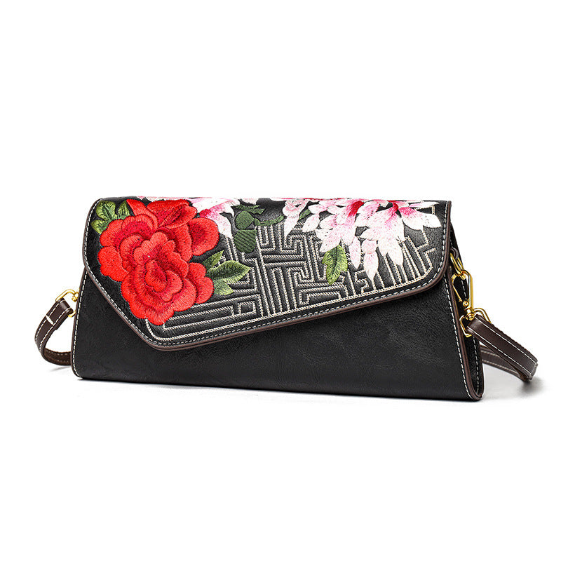 Chinese-style Shoulder Bag With A Rich Opulent Floral Design