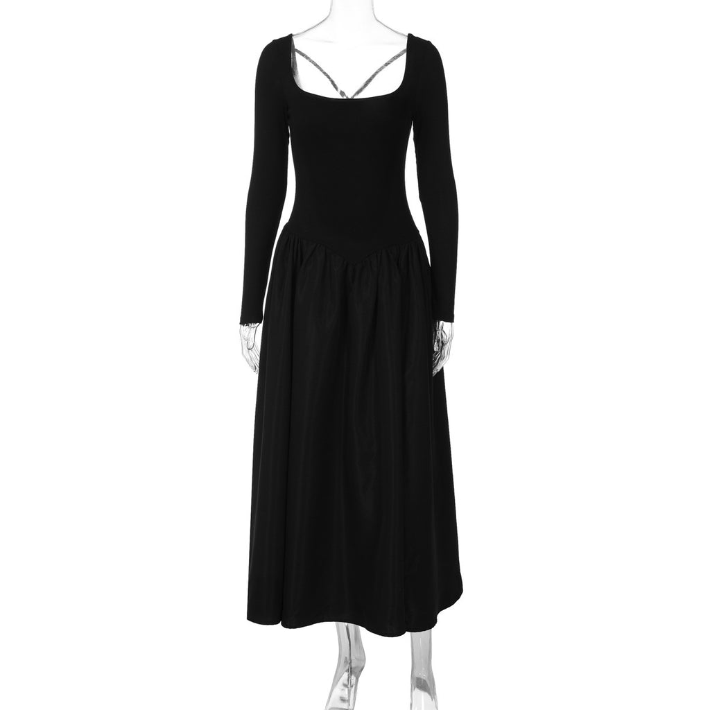 Backless Cross-strap Slim-fit Long Dress For Women