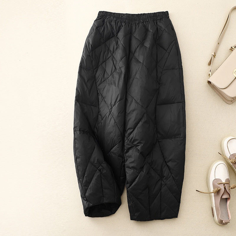 Outer High-end Loose Quilted High Waist Pants