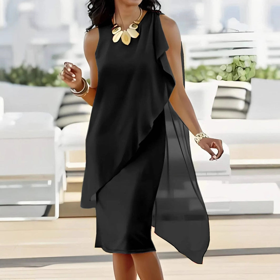 Elegant Irregular Chiffon Sleeveless Dress
