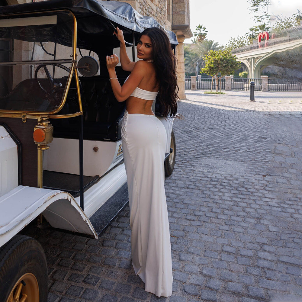 Sexy Cutout Deep V Halter Dress Elegant