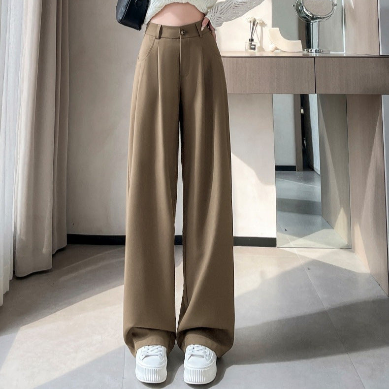 SpringAutumn New High-end Loose Straight-leg Pants That Hide Hips And Slim