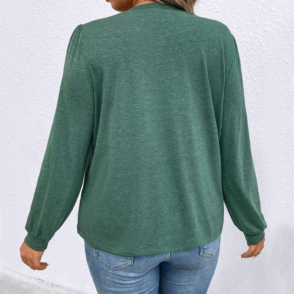 Women's Long-sleeve Fashion Loose Slim-fit Solid Color Top