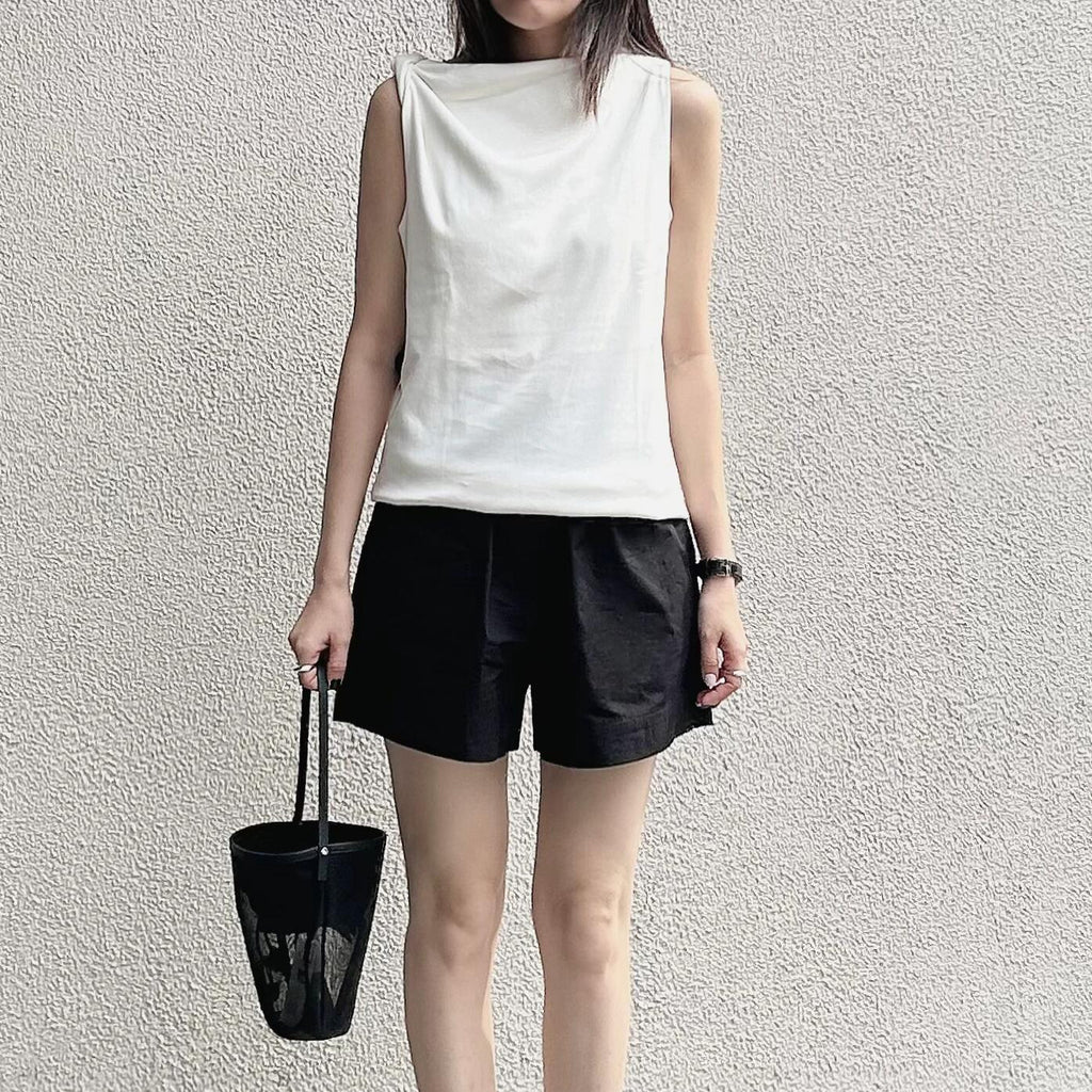 Slim-fit One-shoulder Knot Detail Cotton Top