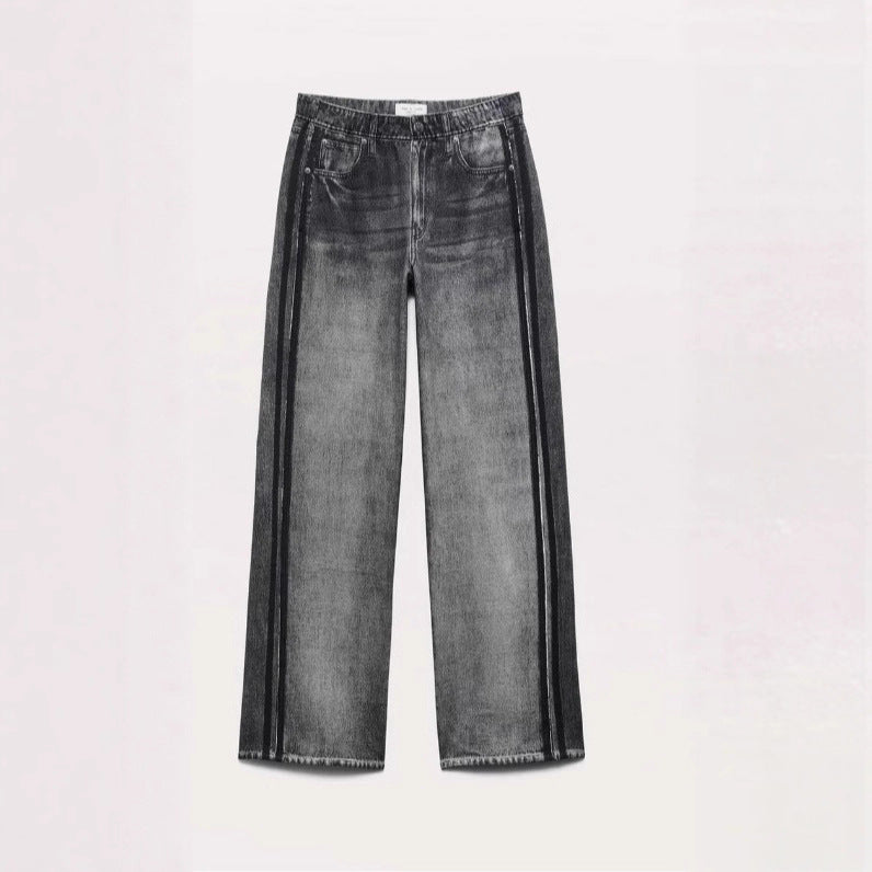 Womens Straight-leg Casual Jeans With An Elastic Waist